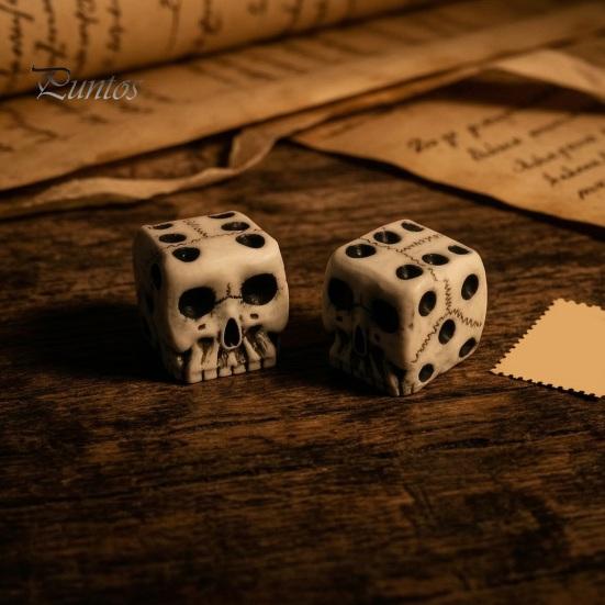 Dark Atmosphere Game Prop Skull Dice for Adults, Gothic Resin Shaped Halloween Desktop Ornament 6 Sided Entertainment, Party Favors Skeleton
