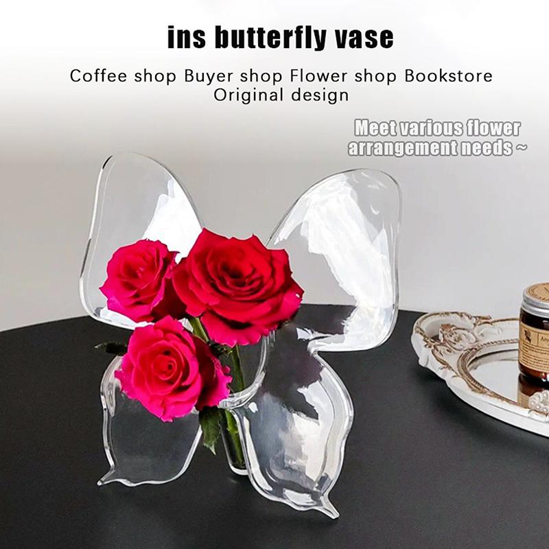 Creative Butterfly Vase Flowers Pot Desk Decoration Flower Arrangement Butterfly Decorative Floral Vases Room Aesthetic Decor