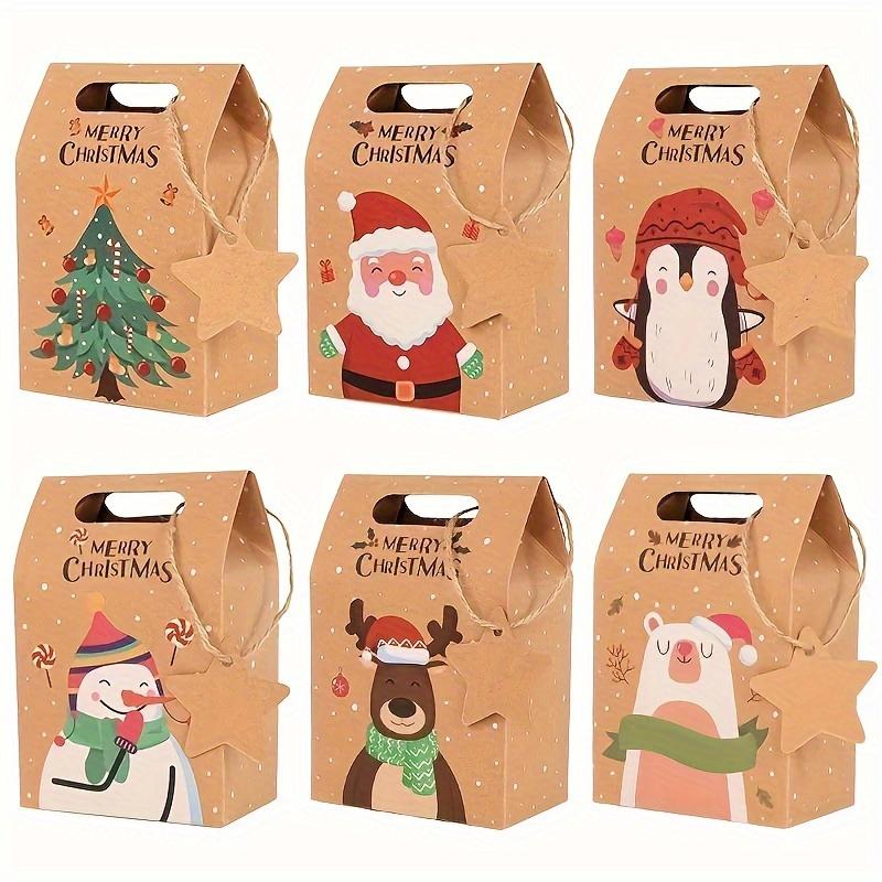 24PCS Eco-Friendly Christmas Candy Packaging Box Brown Kraft Paper Christmas Party Favor Bag 9.4X6X14cm