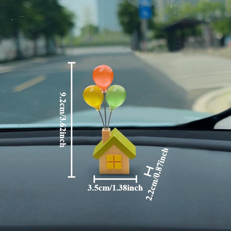 1pc Cartoon Resin Balloon House Design Decoration Car Ornament Accessories Car Dashboard Rearview Mirror Animal Ornaments
