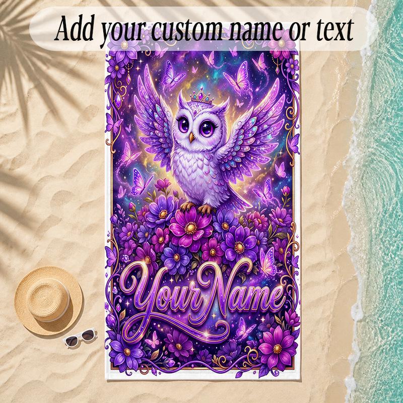Birds Theme Soft Beach Towel Personalized Custom Name Text Towel Portable for Beach Pool Travel