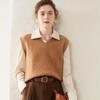 Women's V-neck Cashmere Knit Vest - Sleeveless, Thick, Loose Fit for Layering