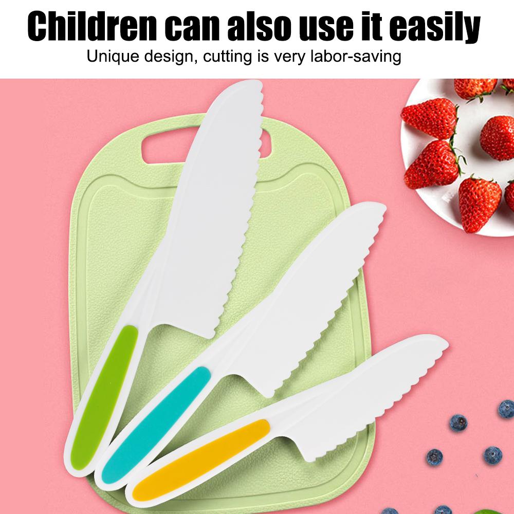 Barnematlagingssett Potetkrølleskjærer Plastfruktkniver for å skjære frukt og grønnsaker Dessertverktøy Barneknivskreller Trygge kjøkkenutstyr 6 stk