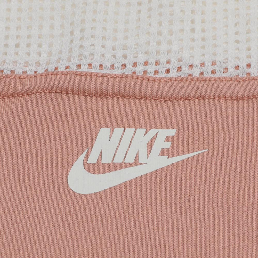 Nike Solid Logo Print Mesh Splicing Crew Neck American Long Sleeve Sweatshirt Women Sweatshirt Pink AR2324-605