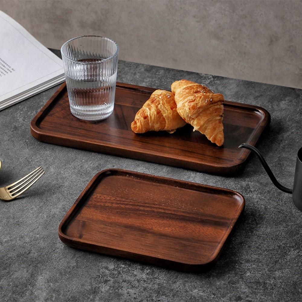 Solid Wood Black Walnut Tea Tray Household Kitchen Serving Platter  Kitchen Supplies