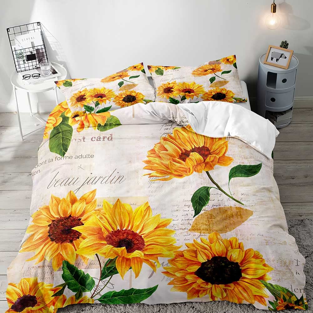 Comforter Exotic Romantic Flower Single Printed Bedding Set Queen Size Ultra Soft Zipper 3 Piece Set 2 S