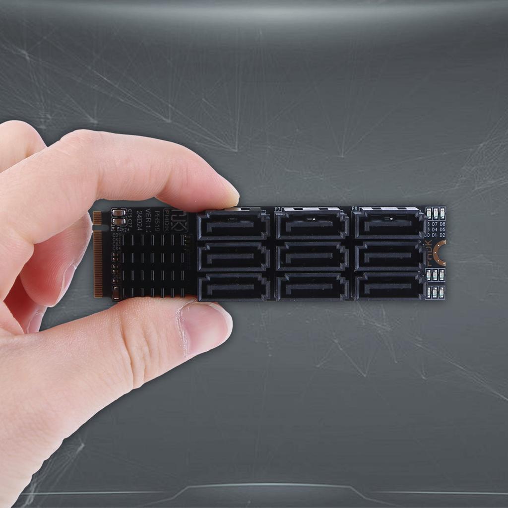 M.2 To SATA Adapter 6Gbps M.2 NVME M-Key To SATA 9-Port Expansion Card PCIE 3.0 X2 Hard Disk Capacity for Desktop