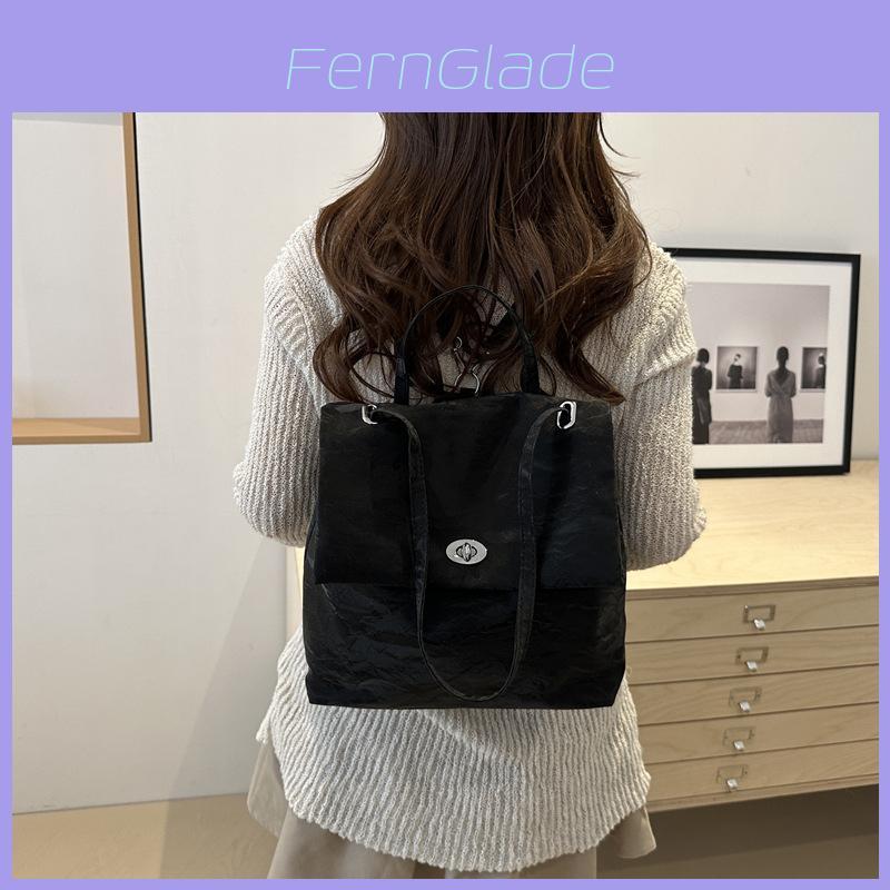 Womens Summer Minimalist Korean Style Backpack With Lock Closure For Daily Use