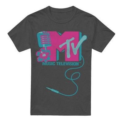 Unisexové tričko s logem mikrofonu pro dospělé MTV