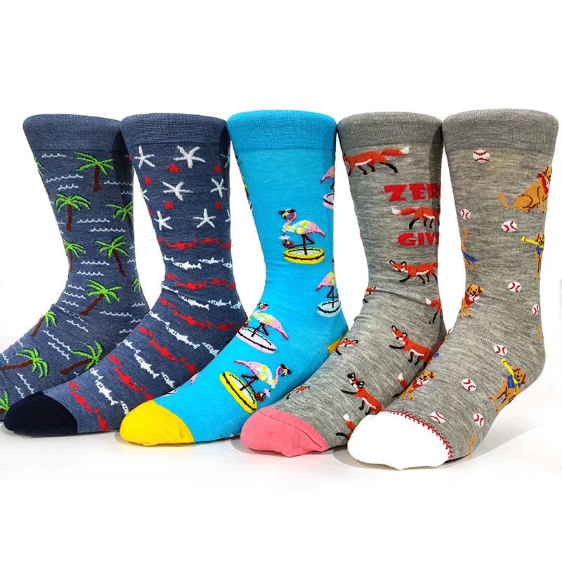 5 Pairs/Pack Men Funny Socks Casual Hip Hop Creative Cartoon Novelty Calcetines Hombre Street