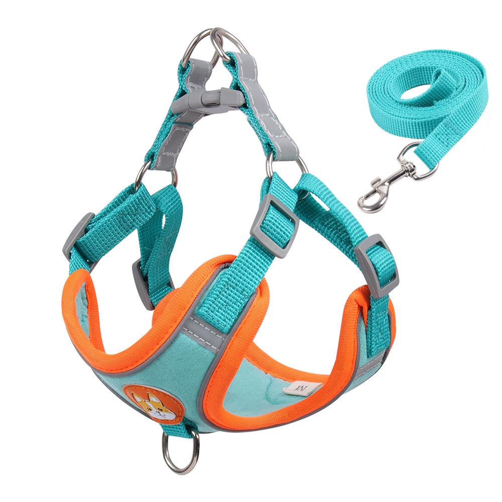 Dog Harness and Leash Set Cat Reflective Faux Suede Puppy Outdoor Pet Escape Proof Yorkie Soft Vest Walking Small Dog Harness