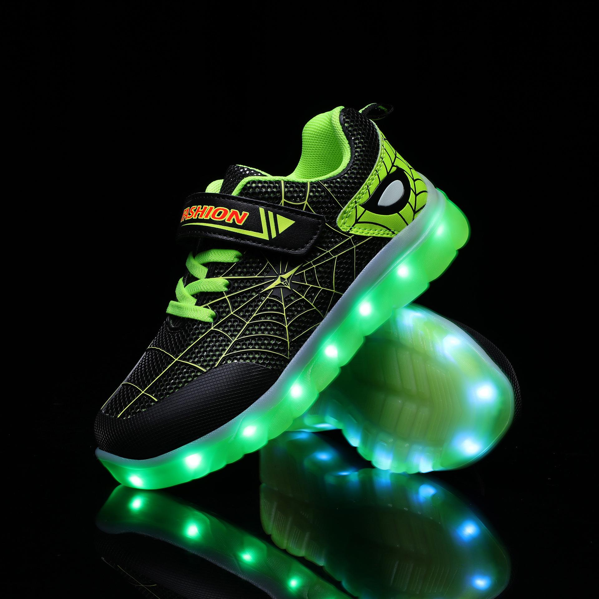 Size Children Led Light Up Shoes Luminous Sneakers For Girls Kid Usb Charging Glowing Casual Shoes Boys Hook Loop Sneakers 26