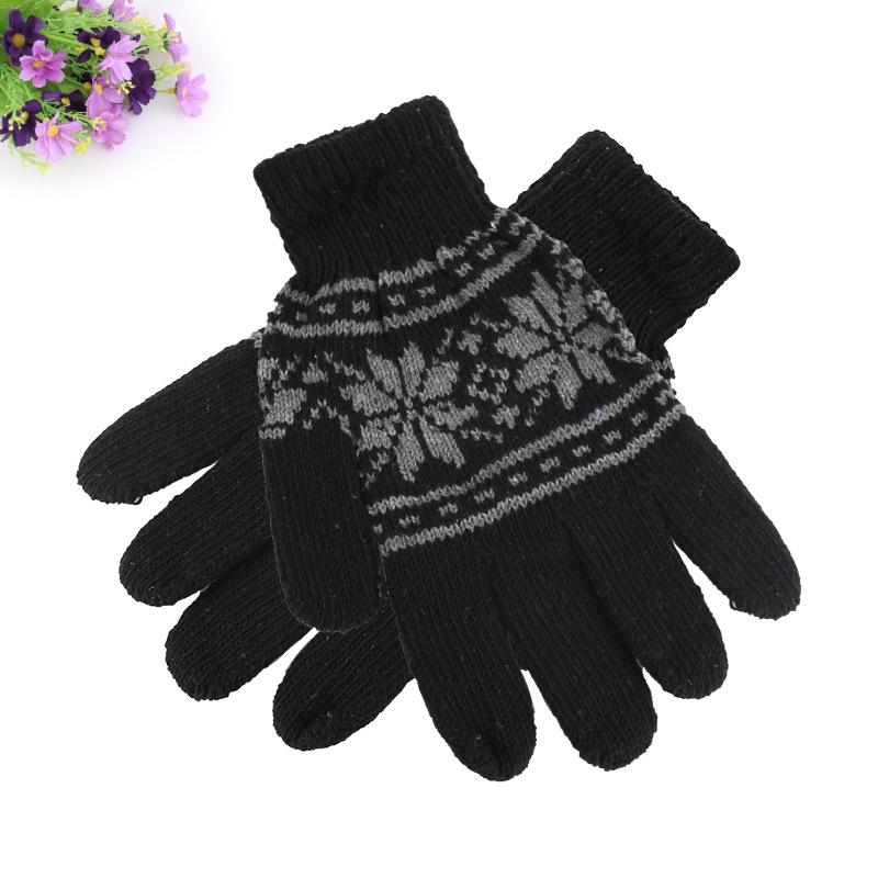 Winter new thermal gloves men's thickened full-finger gloves adult outdoor wool knitted gloves