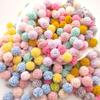 1,5 cm Doppelfarbiges Elastisches Netzblumen-Pompon-Spitzen-Haarschmuck, DIY Koreanischer Stil