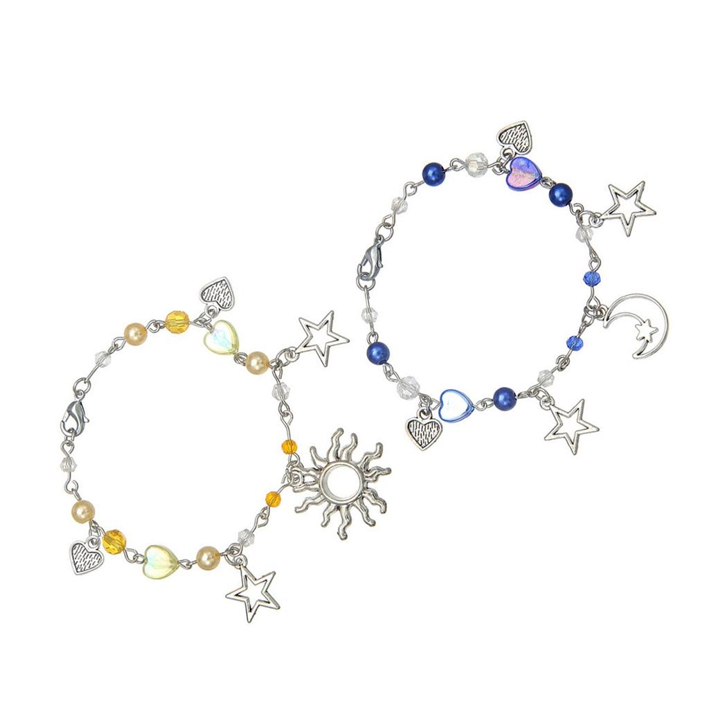 Fashionable Punk Bracelet Fashion Wristband Beaded Bracelet Hollow Star Charm Bracelet Alloy Texture for Daily Party