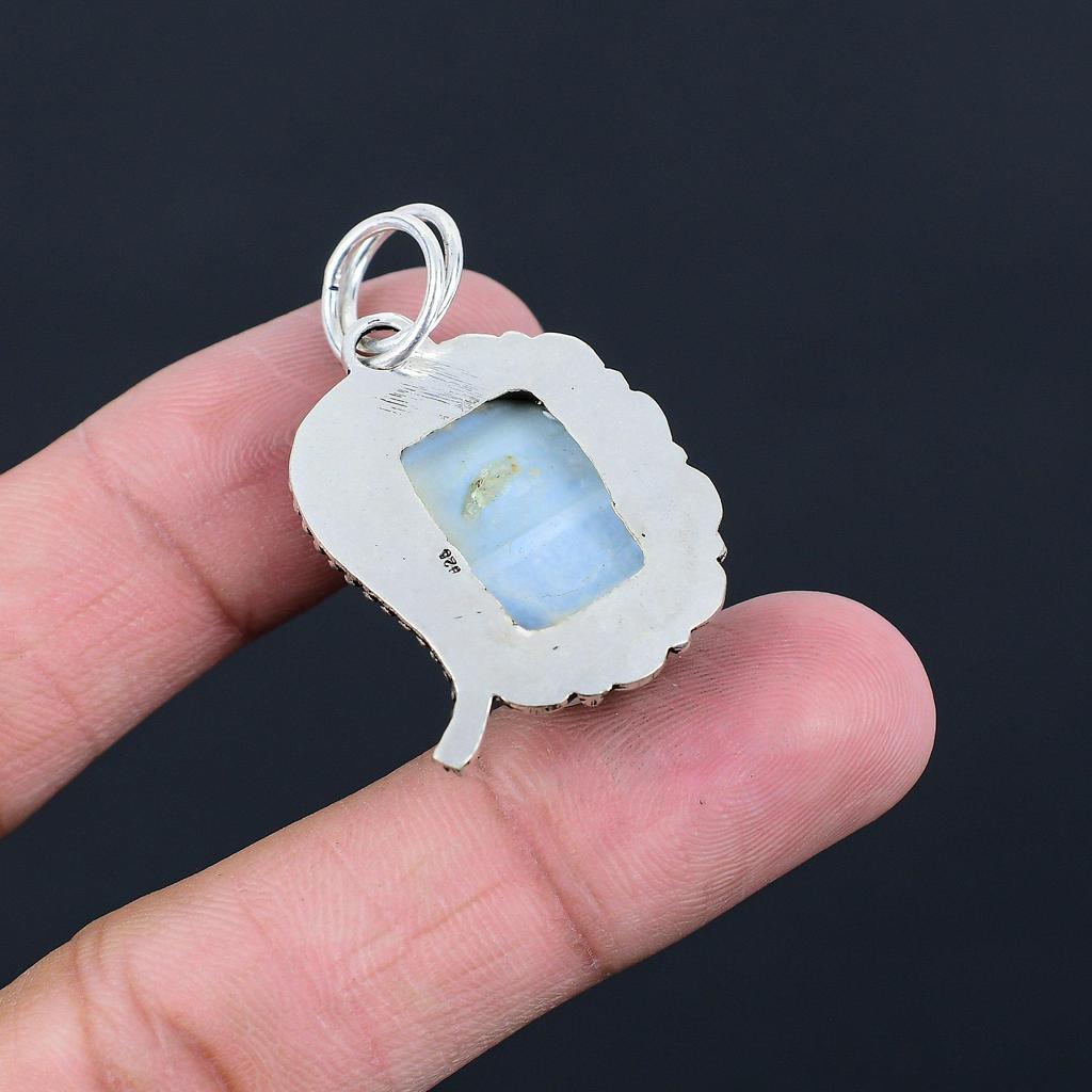 Womens day Deal Owyhee Blue Opal Stone 925 Sterling Silver Wife Pendant Jewelry