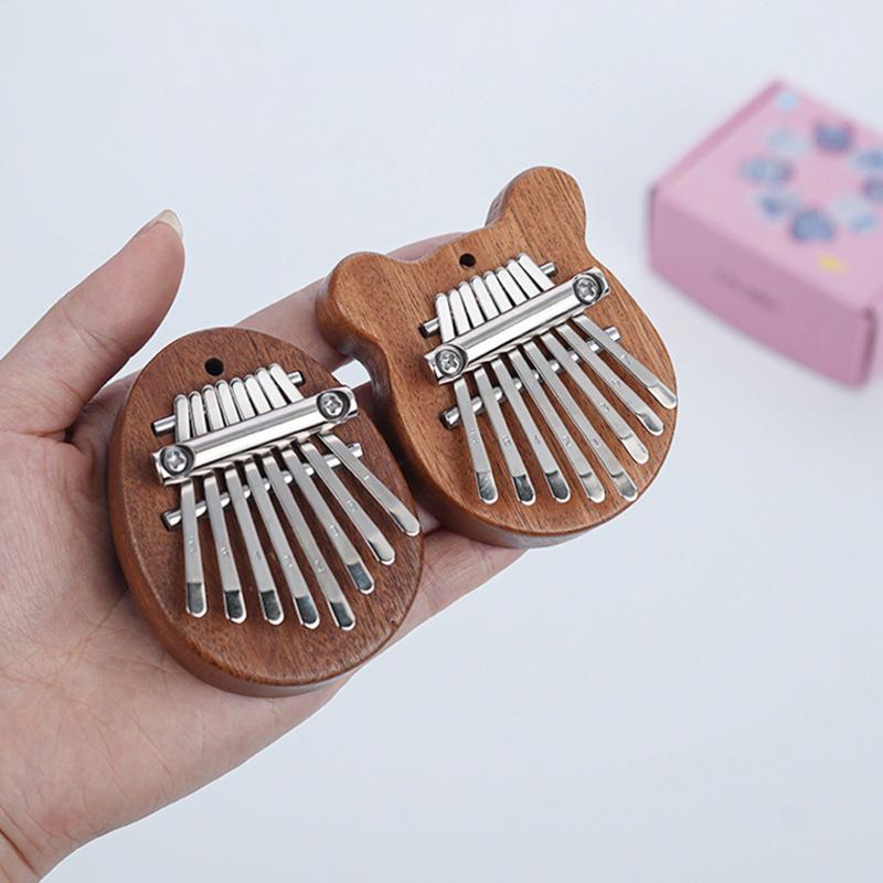 Mini 8 Key Solid Wood Kalimba With Portable Lanyard And Crisp Sound Perfect For Music Beginners Kids Casual Play Travel Gift