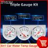 3in1 Car Water Temperature Gauge Chrome 52mm Oil Pressure Gauge Voltmeter Voltage Meter Triple Gauge + Bracket Kit customized