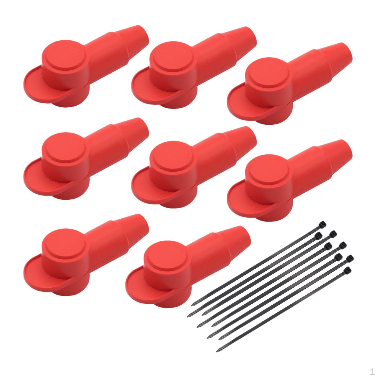 

8 штук силиконовых крышек клемм с 8 шт. кабельных стяжек крышка багажника для автомобилей внедорожников легко Red