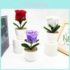 Multi Colored Plush Twisted Rod Rose Potted Desktop Decoration Ornament For Office Decor