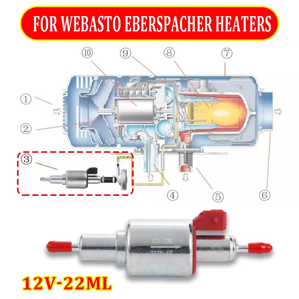 Universal 12V 22ml Diesel Fuel Pump for Webasto Eberspacher Air Heater Parking Heater Fuel Feed Pump 12V Diesel Transfer Pump Fuel System 2