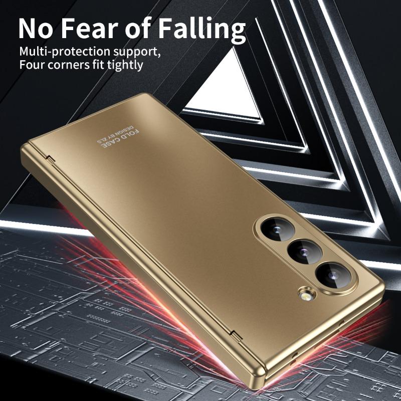 Custodia rigida galvanizzata per telefono per Samsung Galaxy Z Fold 6 5 4 3 Fold6 Fold5 Fold4 Fold3 Protezione cerniera Copertura antiurto