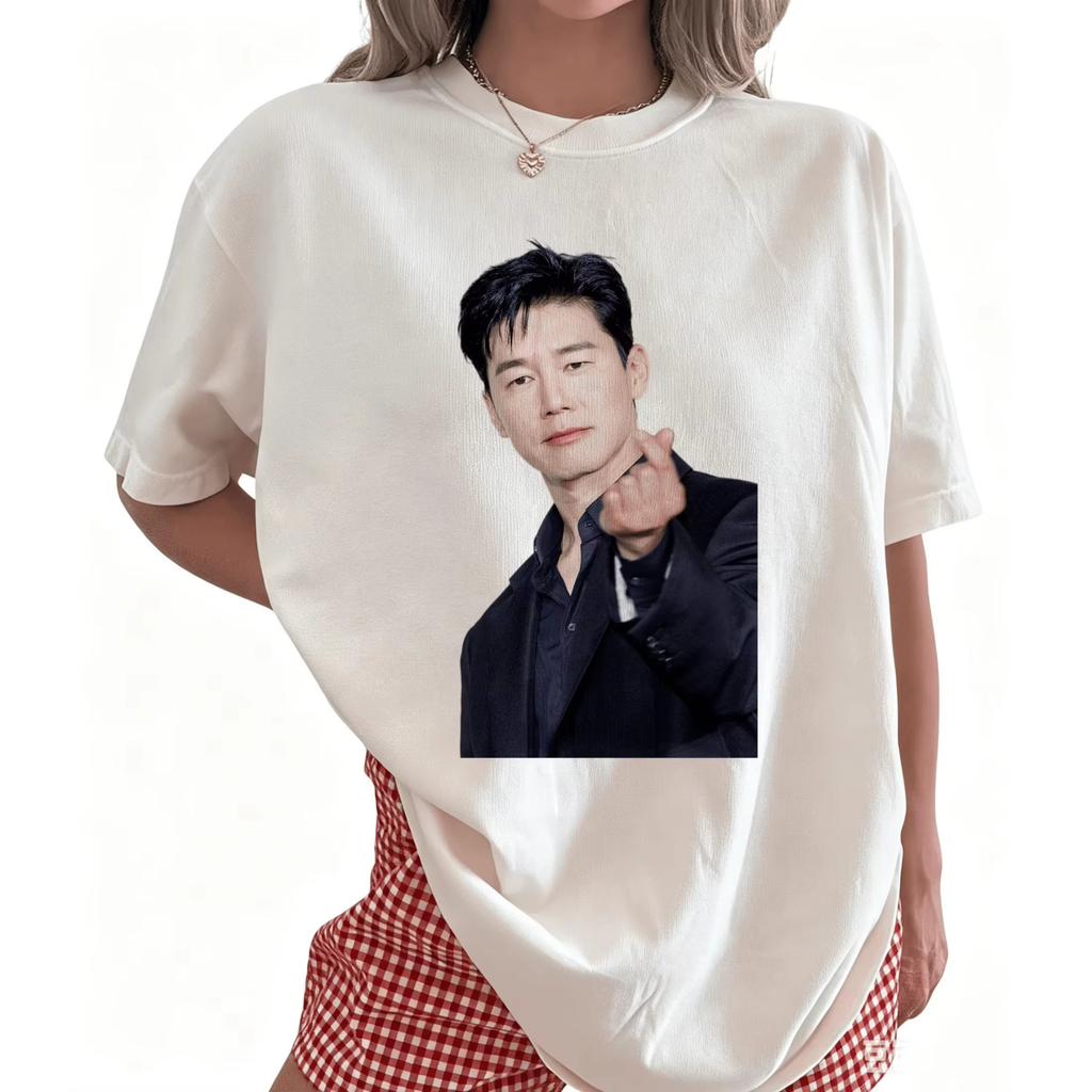 2026 Hot Sale Kim Moo Yeol K-drama Fans Gift T-shirt Korean Actor Aesthetic Finger Heart Print Cotton Casual T-shirt