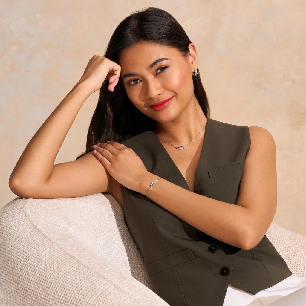 Olivia Burton Signature Feather Silver Authentic Imported Bracelet, 24100215,