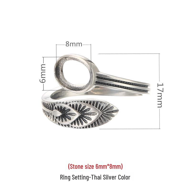 

Кольцо из стерлингового серебра 925 пробы с инкрустацией из янтаря и бирюзы 6x8 мм для женщин Adjustable Open