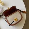 2024 New Small Style Contrast Panel Canvas Retro One Shoulder Crossbody Saddle Bag Luxury Designer Vintage Wallet Purse Ladies