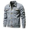 Spring Men Denim Jacket Lapel Single Breasted Solid Color Fashion Motorcycle Jeans