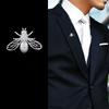 Trendy Animal Crystal Bee Brooch Metal Zircon Lapel Pins Men's Suit Shirt Small Collar Pin Corsage Jewelry for Women Accessories