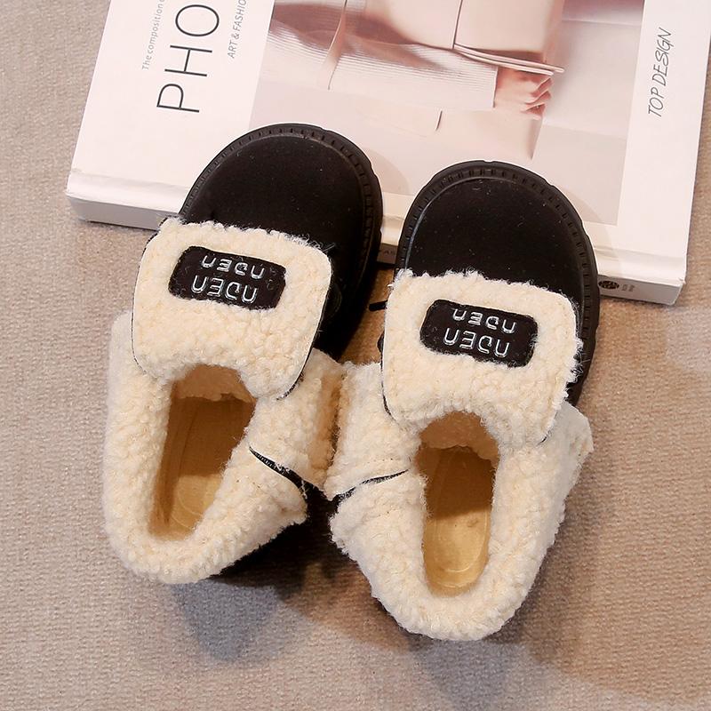 Winter Kids' Fleece-lined Lace-up Cotton Boots Short Boots for Girls Children's warm boots