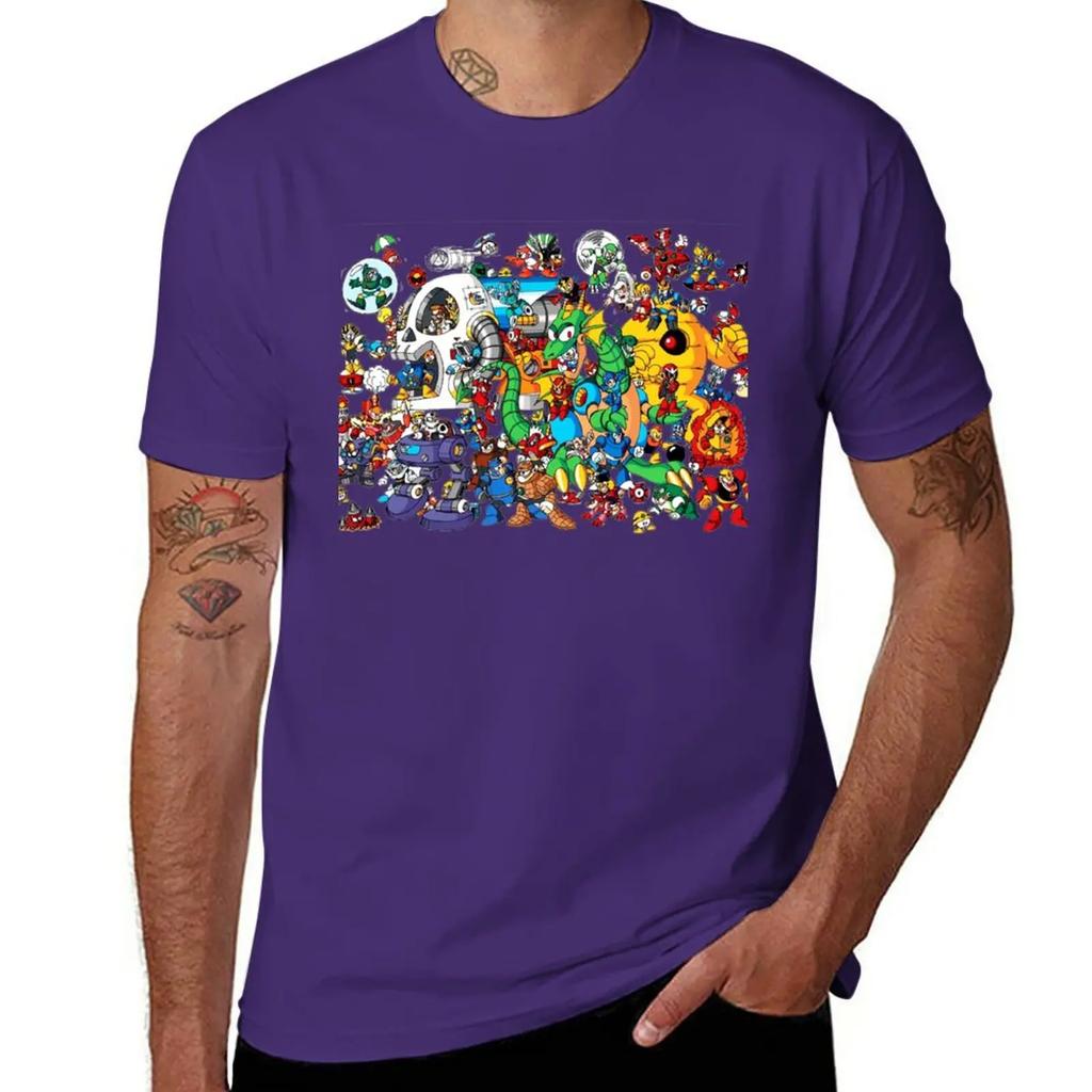 Mega Man and all of his enemies T-Shirt kawaii clothes summer tops black t shirt t shirts for pack
