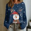 Women's Fashion Round Neck Long Sleeve Christmas Print Casual Pullover Sweater Top