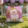 Cartoon L-Lulu Pig Pink Cushion Cover Home & Car Dual-Scene Pillow Cover: Reversible for Premium Comfort