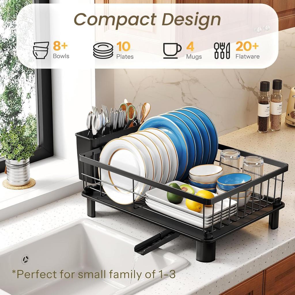 Narrow Design Multi-Functional Kitchen Sink Drain Rack Japanese-Style Dish Utensil Holder with Drainage Tray for Bowls