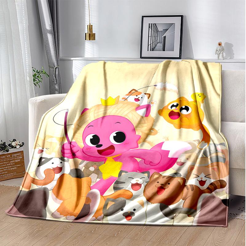 Pinkfong Flannel Blanket Soft Warm All-Season Throw, Design for Camping, Car Travel, Hiking Sofa, Bed, Office Perfect Gift for Parties