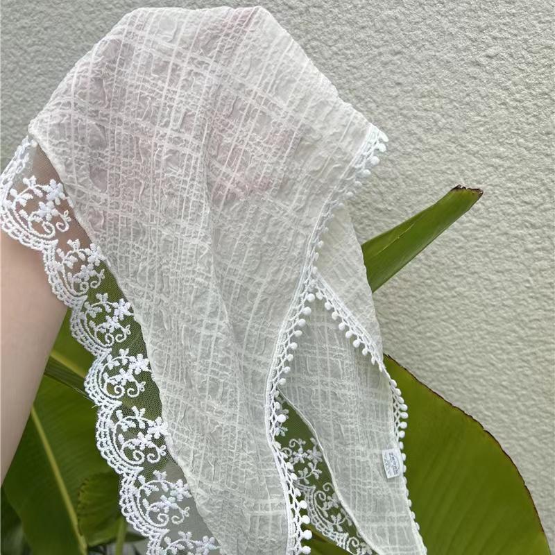 Korean Ins Lace Hair Scarf Women Retro Triangle Hair Band Strap Hair Bag Headscarf Hat Travel Photo Headband Turban Accessorie