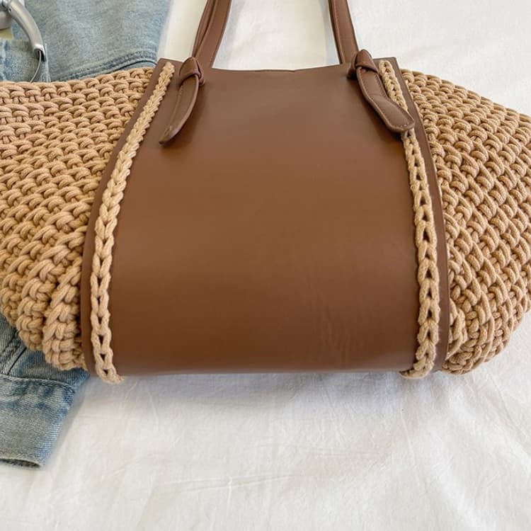 Bolso de hombro de paja para mujer