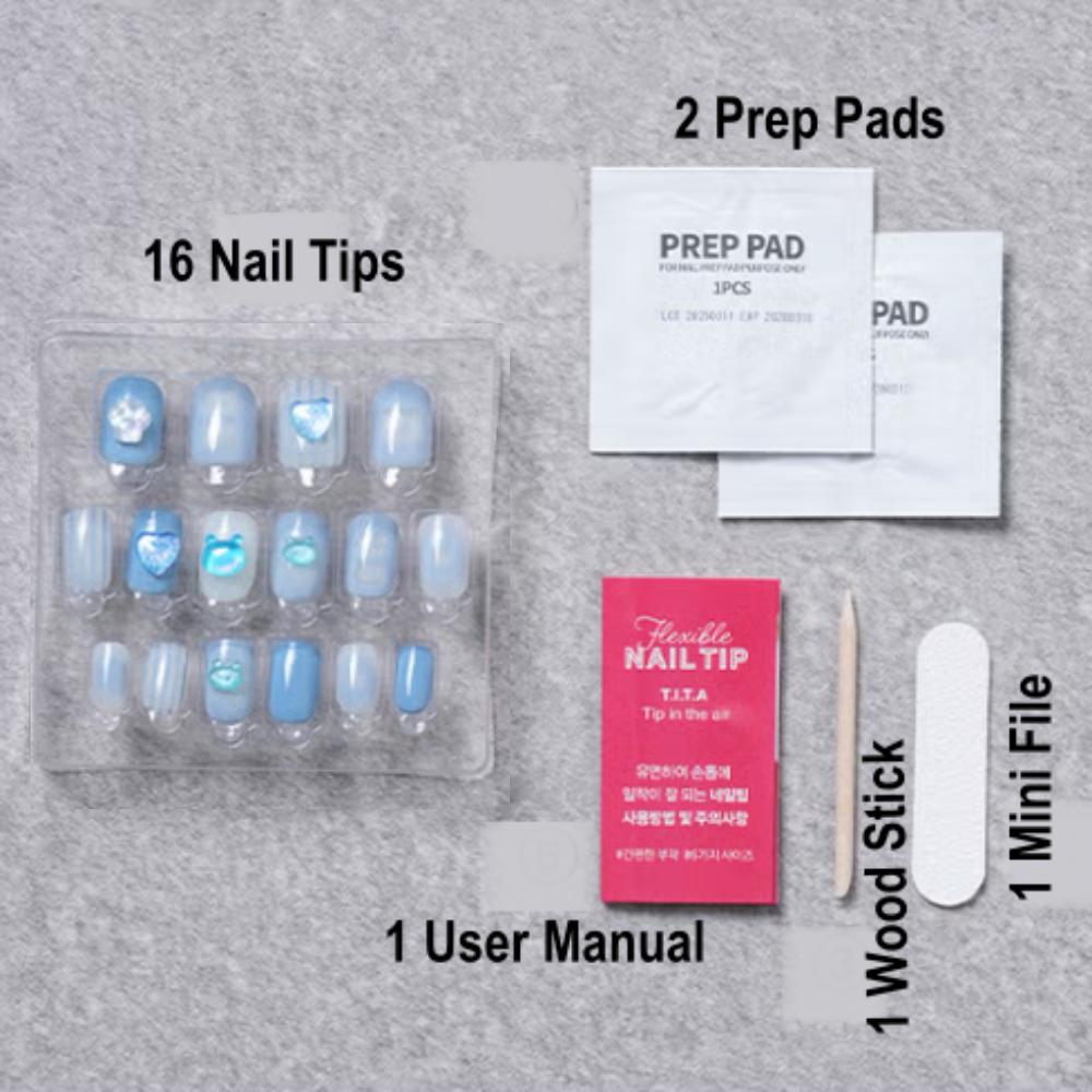Square Nail Tips - 25SS TITApress Blue