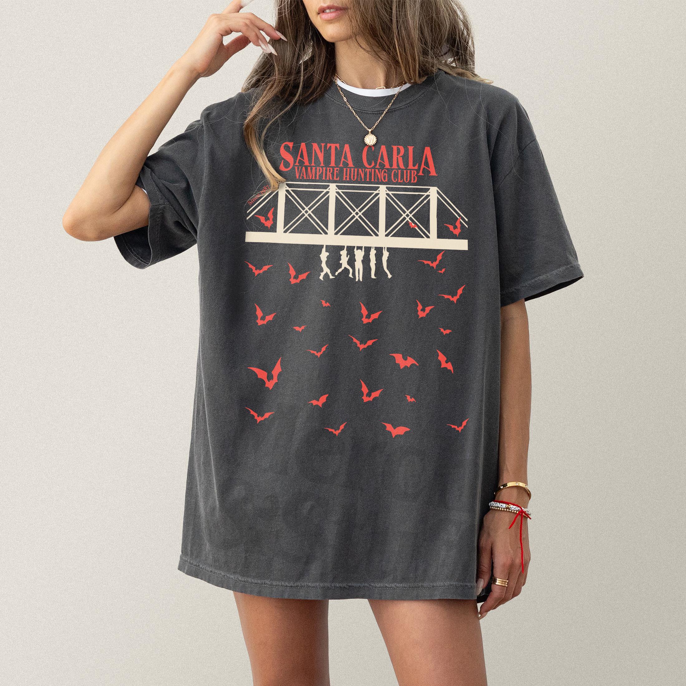 

Summer Womens Santa Carla Vampire Hunting Club TShirt Cotton and Breathable Short Sleeve Streetwear Oversized Loose Casual S