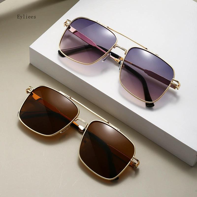 Men's Metal Sunglasses Square Half Frame Rice Nails Casual Trend Personality Retro Fashion Outdoor Sports Eyeglasses Gafas