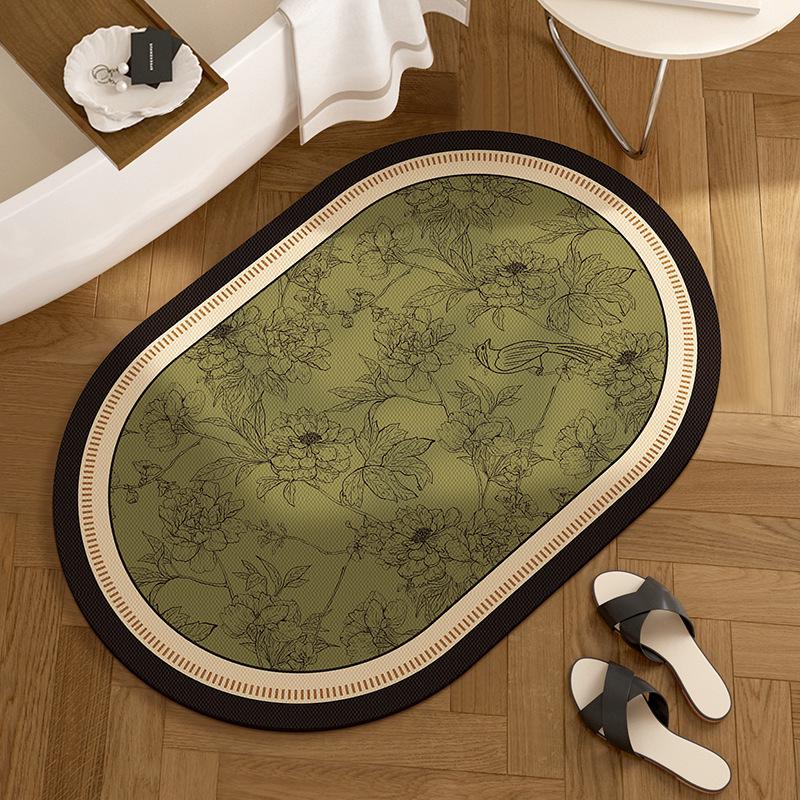 American Retro Diatomaceous Earth Bathroom Floor Mat - Absorbent, Non-Slip, Stain & Wear Resistant, Easy Care for Toilet Entrance