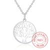Lebensbaum Kristall Rund Kleiner Anhänger Halskette 925 Sterling Silber Schmuck Halskette Elegant Damen Schmuck Geschenk Drop Shipping