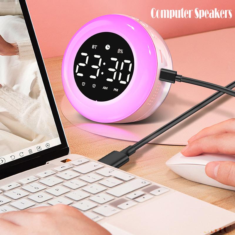 Bluetooth Speaker Alarm Clock Colorful Night Light  Music Player Rechargeable Digital Clock Best Gift