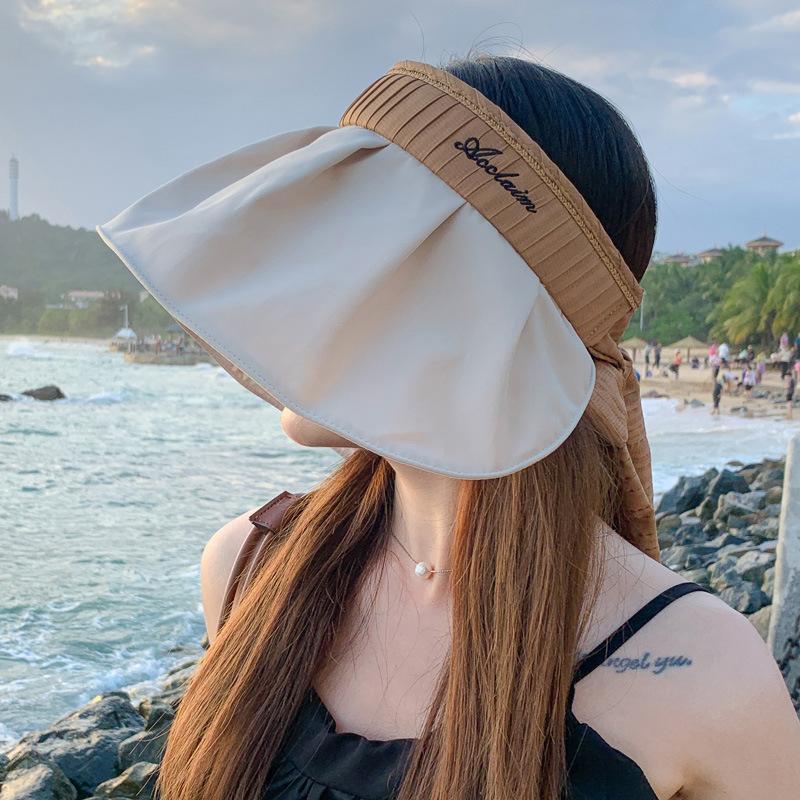 Summer hat women's high-end empty top shell hat seaside travel sun protection sun hat folding sun hat tide
