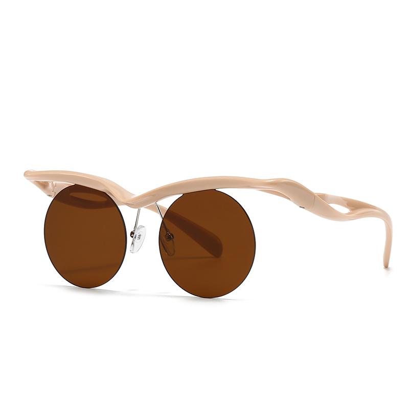 Cross-Border New Men's European and American Round Trendyy Modern Charm Retro Sunglasses Women's Lh168