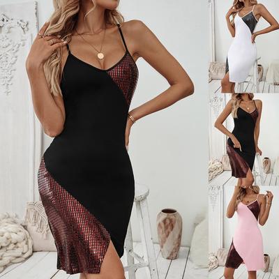Moda de Verão Feminina Patch de Lantejoulas Sexy Camisola de Alças Finas