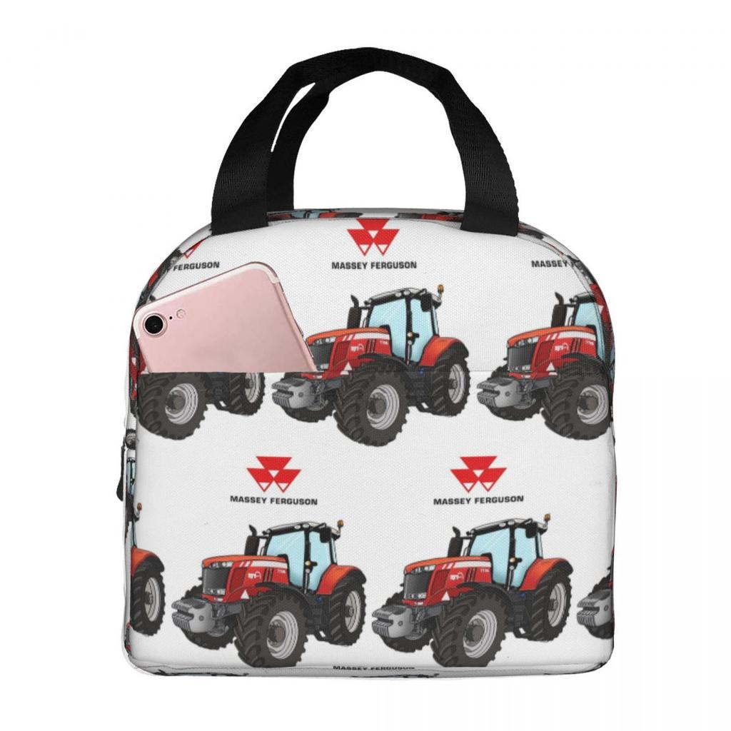 Massey Ferguson Traktor Roter Traktor Isolierte Lunchtasche für Damen Büro-Kühltasche Thermische Lebensmittelbox Tragetasche Lunchboxen Behälter